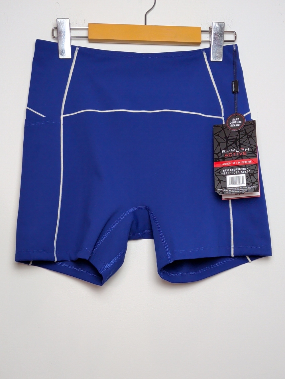SPYDER | Women's Royal Blue w/ White Piping High-Waisted Fitted Bike Shorts